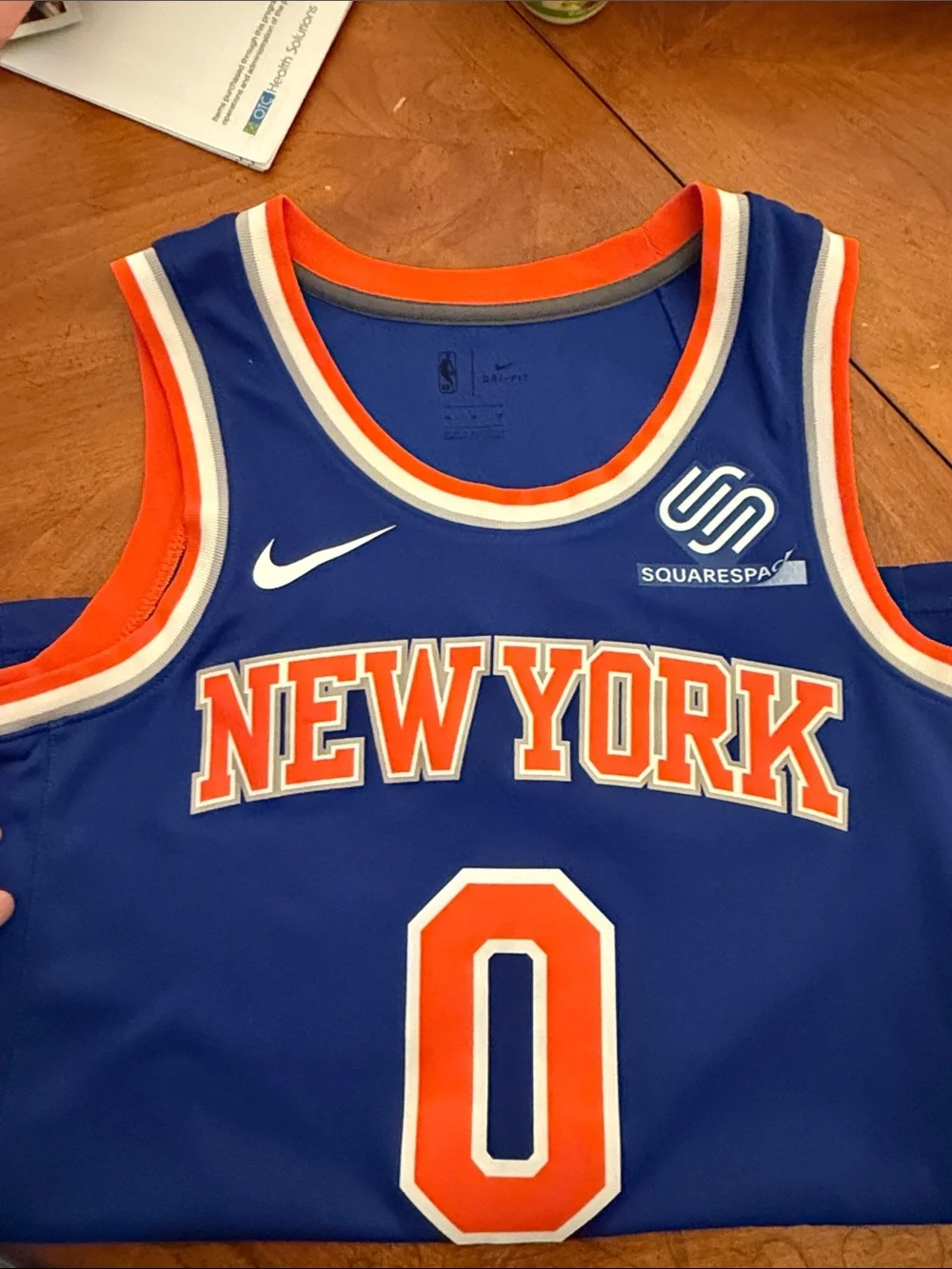 Nike Blue and Orange New York Basketball Game Jersey